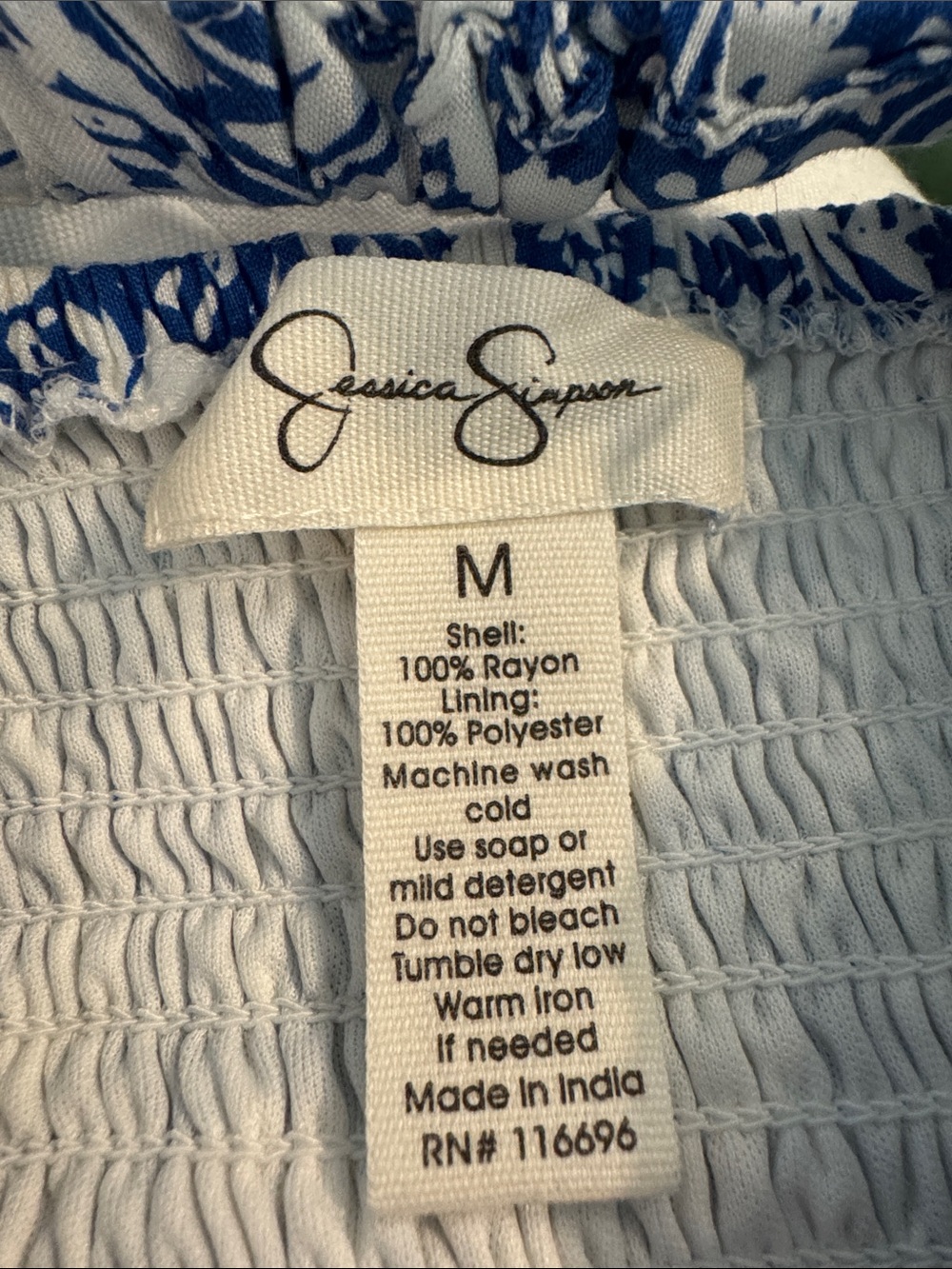 Jessica Simpson Blue and White Floral Tie-Shoulder Sundress SZ M - Picture 7 of 7